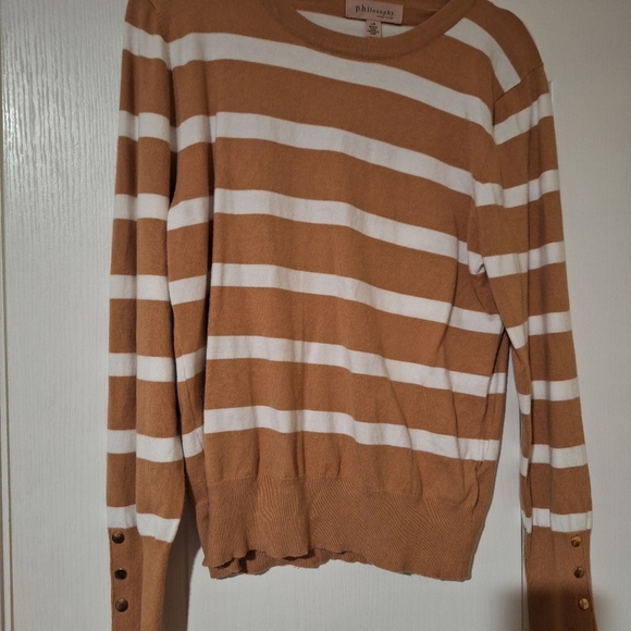 Women's Philosophy Size Large Striped Sweater Buttons on Wrist Classic L - Picture 2 of 3